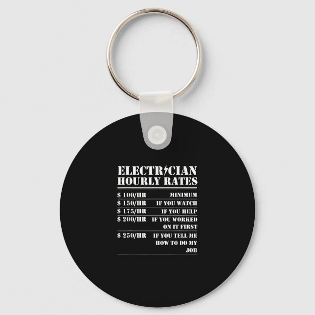 Electrician Hourly Rate Funny Electrical Mechanic Key Ring (Front)
