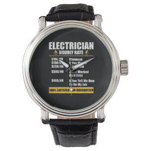 Electrician Hourly Rate Funny Lineman Dad Retro Watch