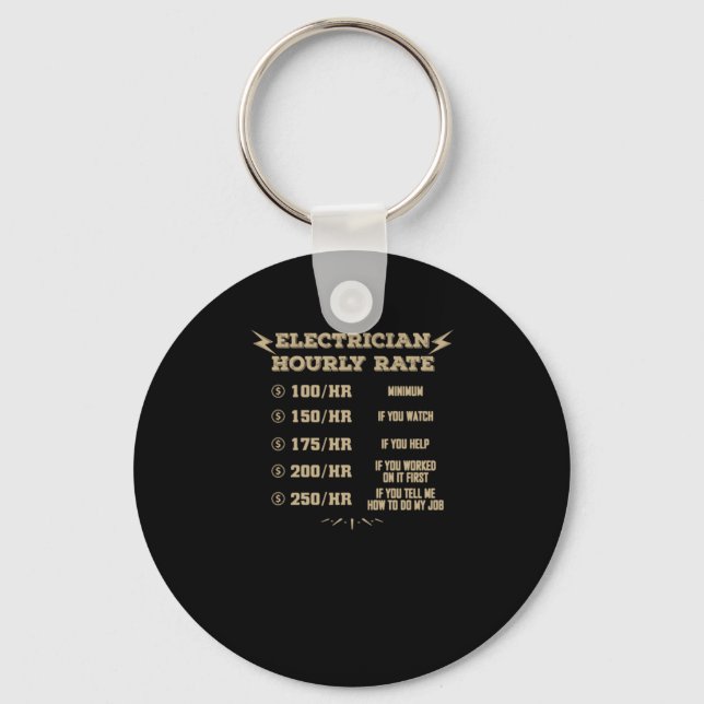 Electrician hourly rate key ring (Front)