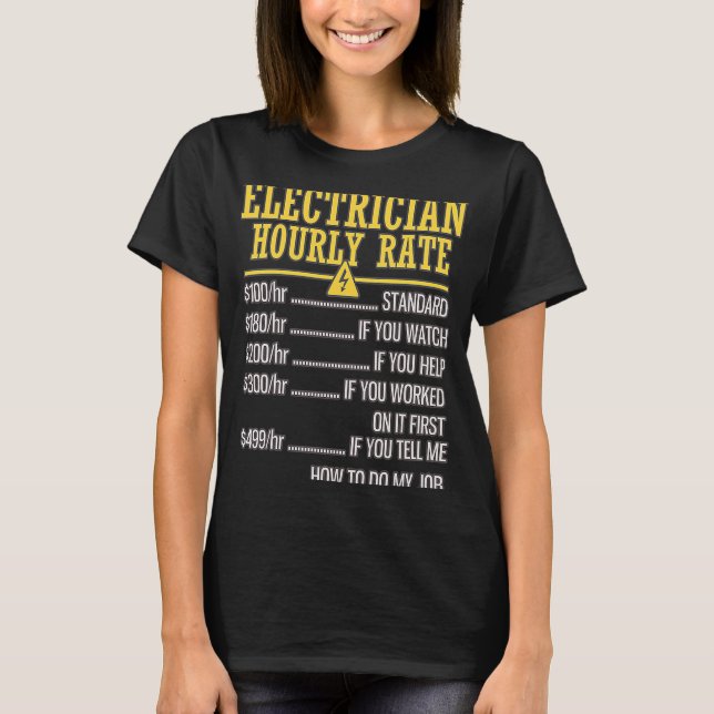 Electrician Hourly Rates Lineman Retro Electrician T-Shirt (Front)