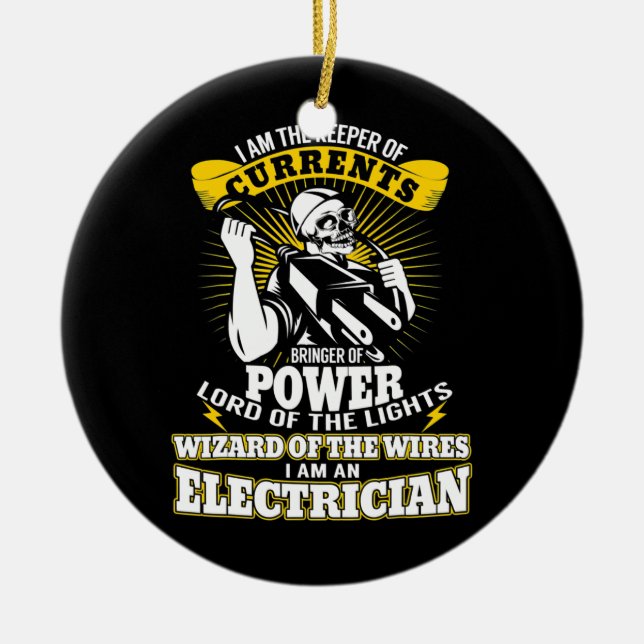 Electrician I Am The Keeper of Currents Ectricity Ceramic Tree Decoration (Front)