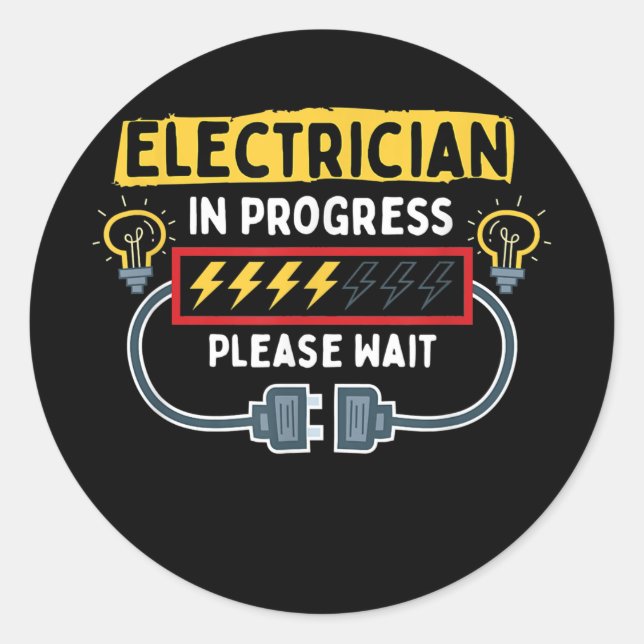 Electrician In Progress Future Lineman Classic Round Sticker (Front)