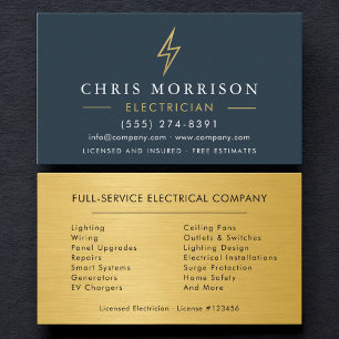 Electrician Industrial Gold Handyman Contractor Business Card