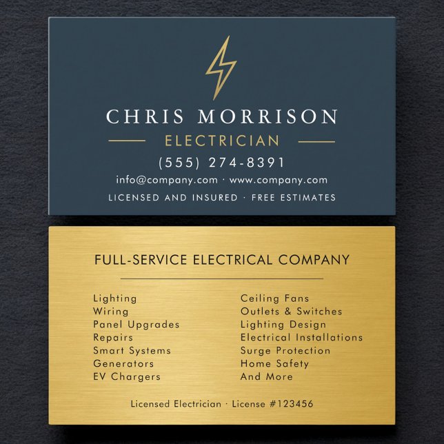 Electrician Industrial Gold Handyman Contractor Business Card (Creator Uploaded)