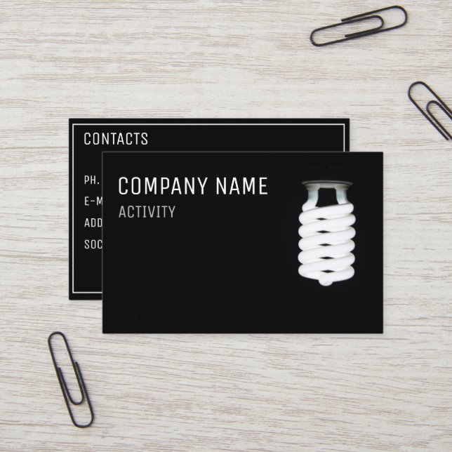 Electrician/Light Designer Business Card (Front/Back In Situ)