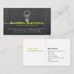 Electrician lightbulb logo design business card