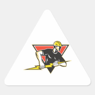 Electrician Lightning Bolt Retro Triangle Sticker