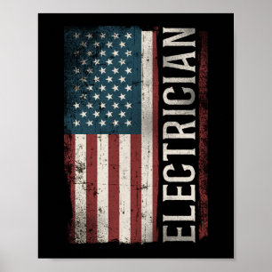Electrician Lineman Electrician (American Flag) Poster