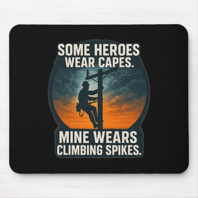Electrician Lineworker Pride Climbing Spikes Desig Mouse Mat (Front)