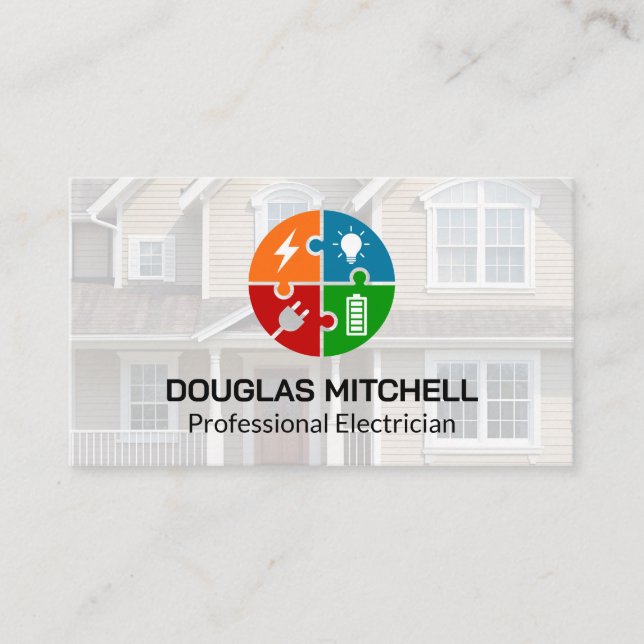 Electrician Logo | Residential Home Business Card (Front)