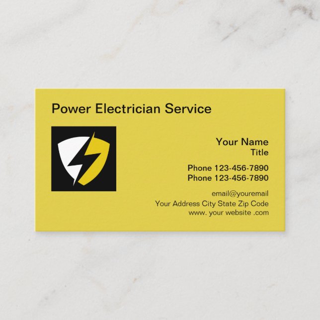 Electrician Logo Template Modern Business Cards (Front)
