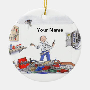 Electrician - Male Ceramic Tree Decoration