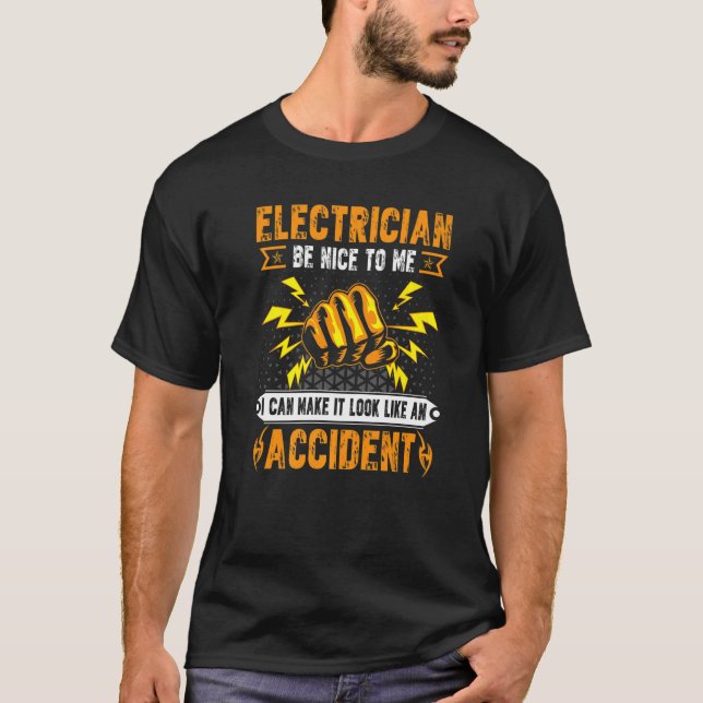 Electrician Men Electrical Engineer Humour T-Shirt (Front)