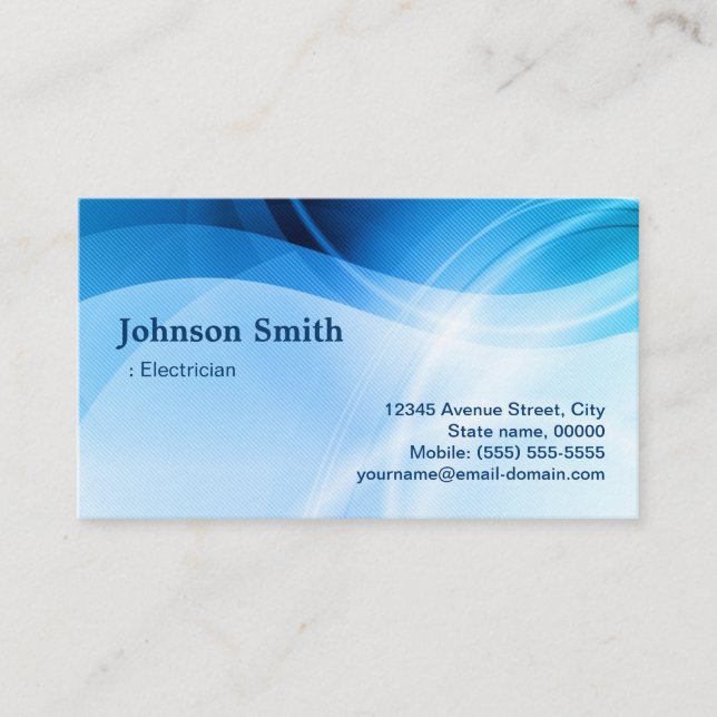 Electrician - Modern Blue Creative Business Card (Front)