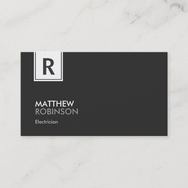 Electrician - Modern Classy Monogram Business Card (Front)