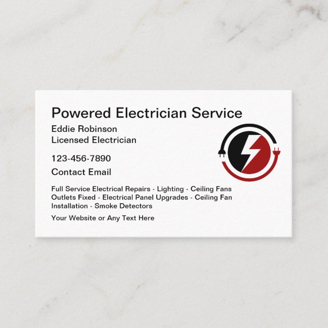 Electrician Modern Design Business Cards (Front)