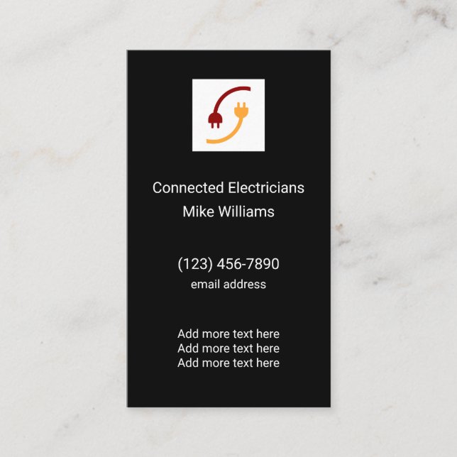 Electrician Modern Vertical Business Cards (Front)