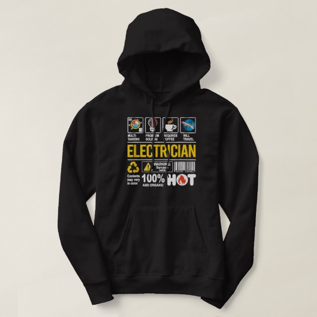 Electrician Multitasking Sarcasm Job Pride Proud E Hoodie (Design Front)