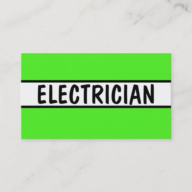 Electrician Neon Green Business Card (Front)