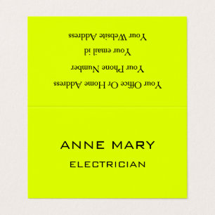 Electrician Neon Yellow Electricity Modern Trendy Business Card