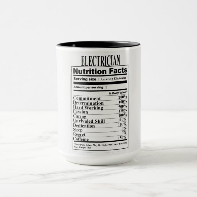Electrician Nutrition Facts Mug (Center)