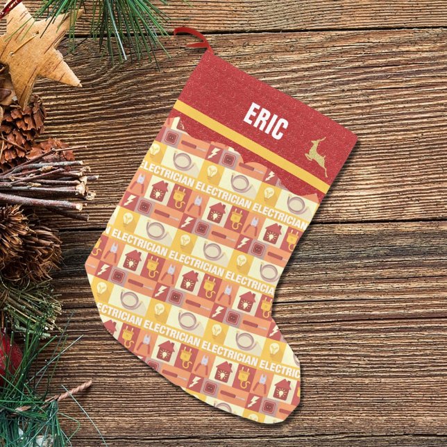 Electrician Occupation | Faux Red Glitter Small Christmas Stocking (Creator Uploaded)