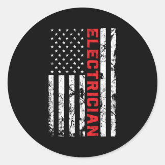 Electrician Patriotic American Flag Electrician Fa Classic Round Sticker