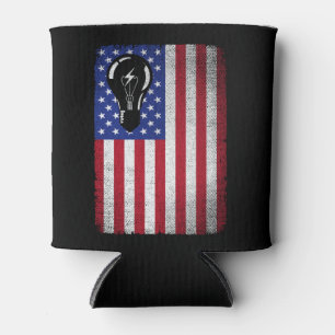 Electrician Patriotic American Flag Electricians  Can Cooler