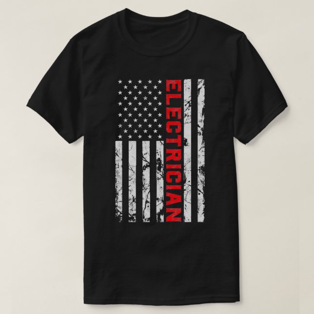 Electrician Patriotic American flag  T-Shirt (Design Front)
