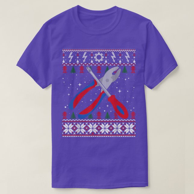 Electrician Plier Screwdriver Ugly Christmas Sweat T-Shirt (Design Front)