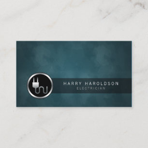 Electrician Plug Icon Dark Grunge Business Card