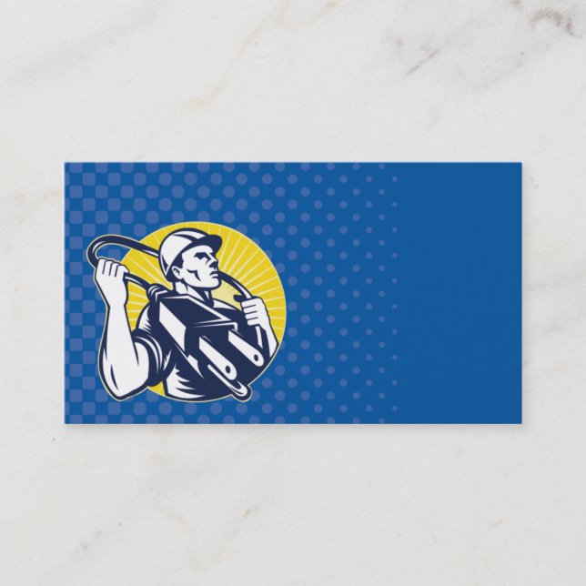 electrician power lineman worker electric business business card (Front)