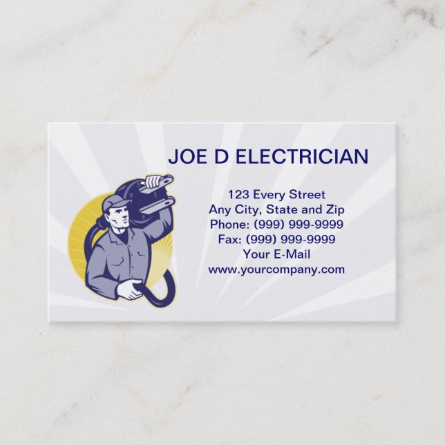 electrician power lineman worker electric business card (Front)