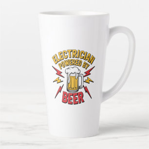 Electrician Powered by Beer Fun Gift for Tradesman Latte Mug