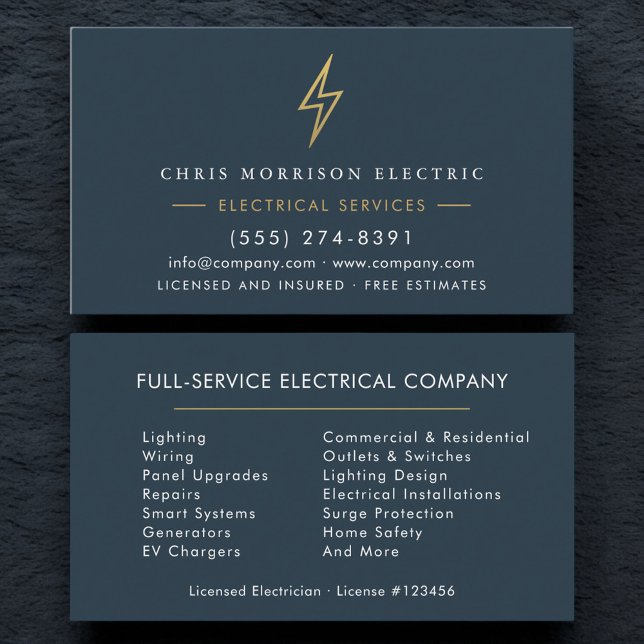 Electrician – Professional Blue Electric Company Business Card (Creator Uploaded)