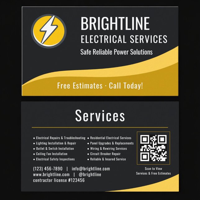 Electrician QR Code Professional Business Card (Creator Uploaded)