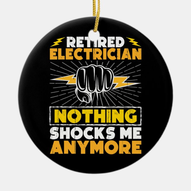 Electrician Retirement Art For Men Women Retired Ceramic Tree Decoration (Front)