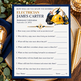 Electrician Retirement Party Trivia Game Advice Card