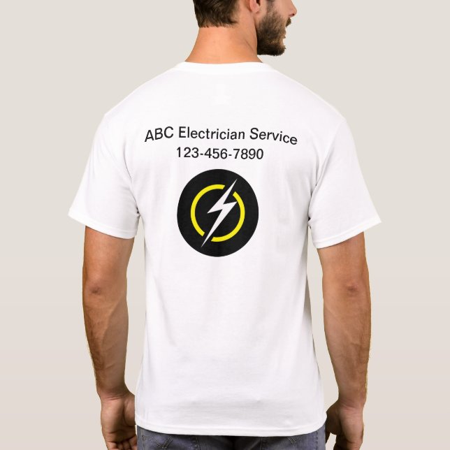Electrician Service Business Logo Work Shirts (Back)