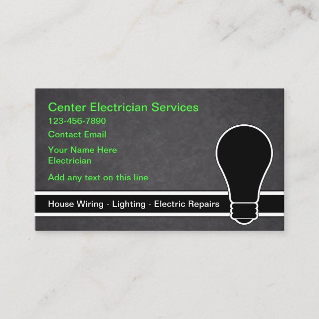 Electrician Services Business Card Design (Front)
