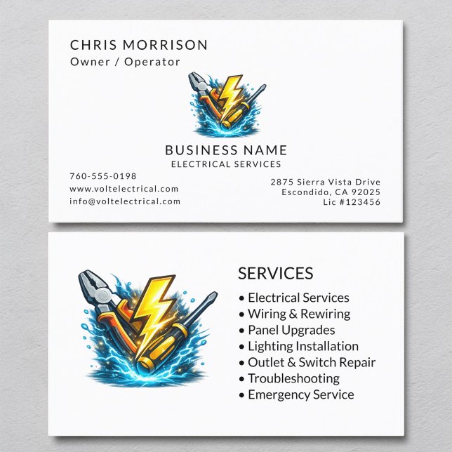 Electrician Services Professional Business Card (Creator Uploaded)