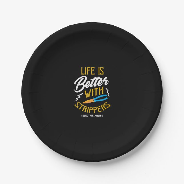 Electrician Shirt Electrician Life Joke Electricia Paper Plate (Front)