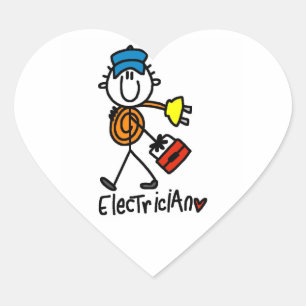 Electrician Stick Figure Heart Sticker