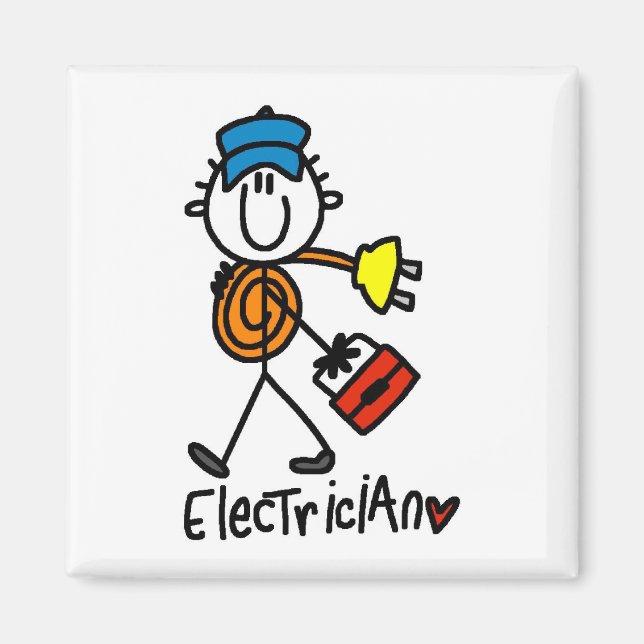 Electrician Stick Figure Magnet (Front)