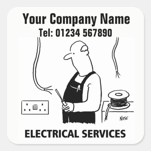 Electrician Theme Cartoon Square Sticker (Front)