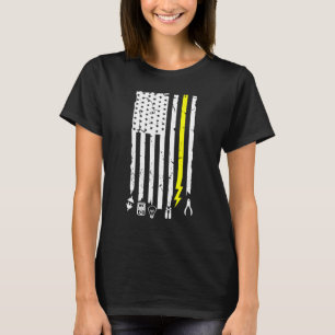 Electrician Tools Themed Us Flag For Electricians T-Shirt