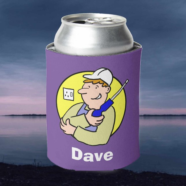 Electrician Tradesman with Name Can Cooler (Creator Uploaded)