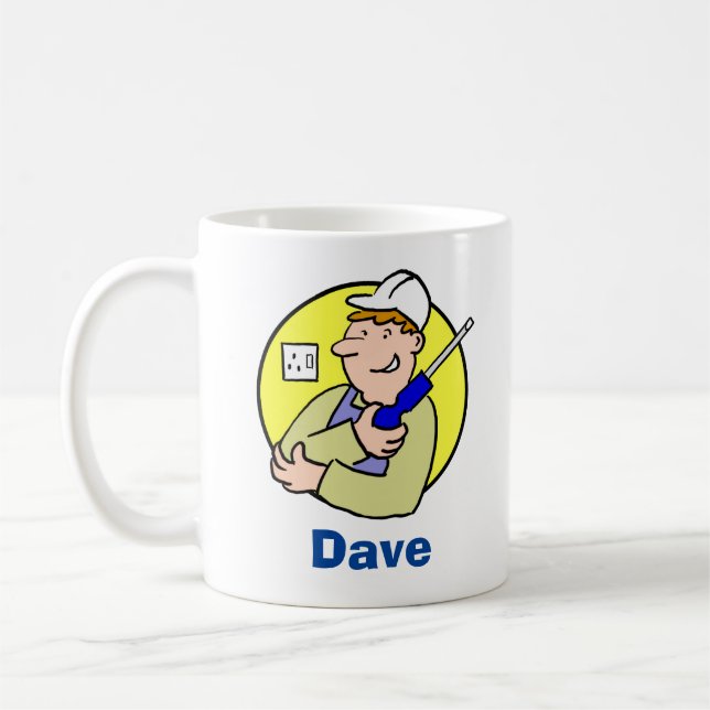Electrician Tradesman with Name Coffee Mug (Left)