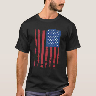 Electrician US Flag Electricians Tools Lineman Ele T-Shirt