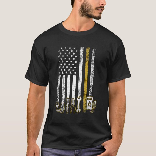 Electrician Us Flag Tools For Electricians T-Shirt (Front)
